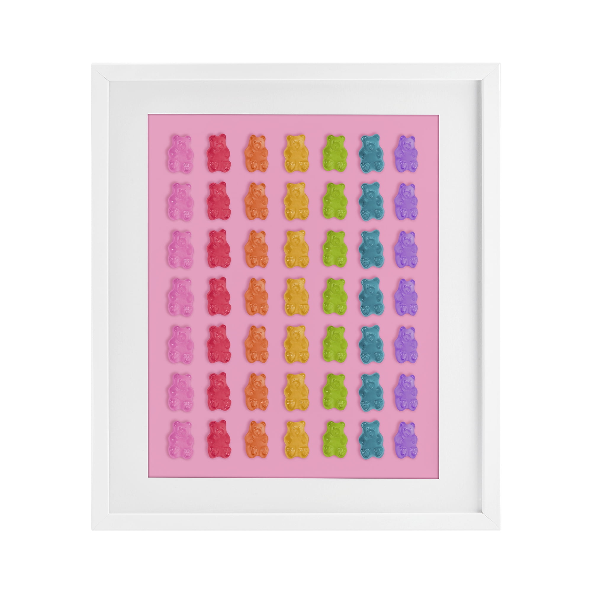 Stupell Industries Rainbow Bears in Stripes White Framed Print Under Glass, design by LISH Creative