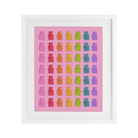 Stupell Industries Contemporary Rainbow Bears in Stripes White Framed Print Under Glass, 17 x 21, by LISH Creative