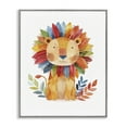 thumbnail image 1 of Stupell Industries Rainbow Blooms Lion Animals Painting Gray Framed Art Print Wall Art, 24 x 30, 1 of 2
