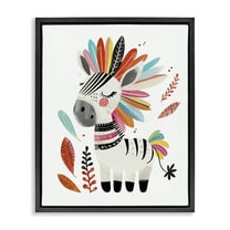 Stupell Industries Rainbow Blooms Zebra Animals Painting Black Floater Framed Canvas Art Print Wall Art, 17 x 21