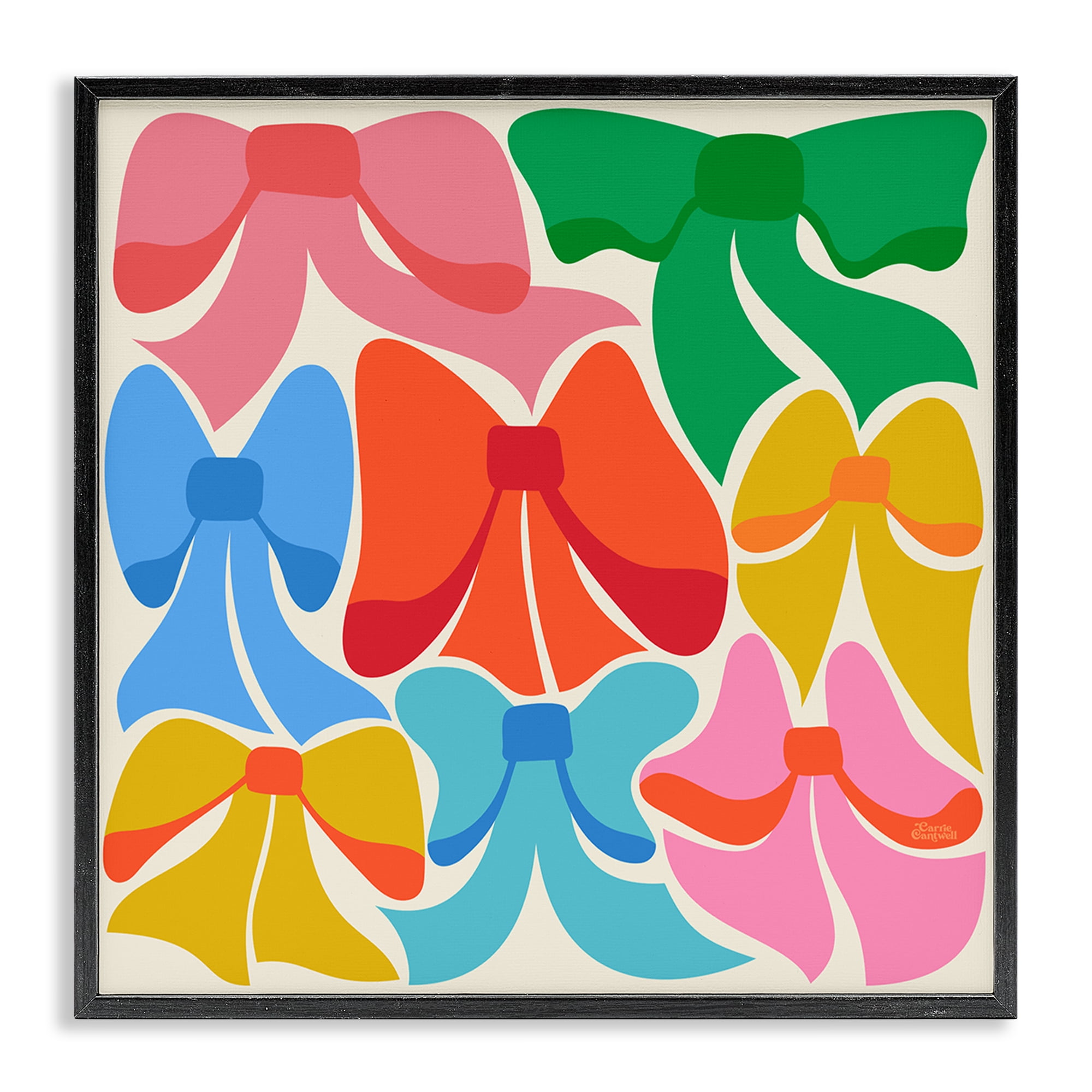 Stupell Industries Rainbow Bows Ribbon Shapes Fashion Painting Black Framed Art Print Wall Art, 24 x 24