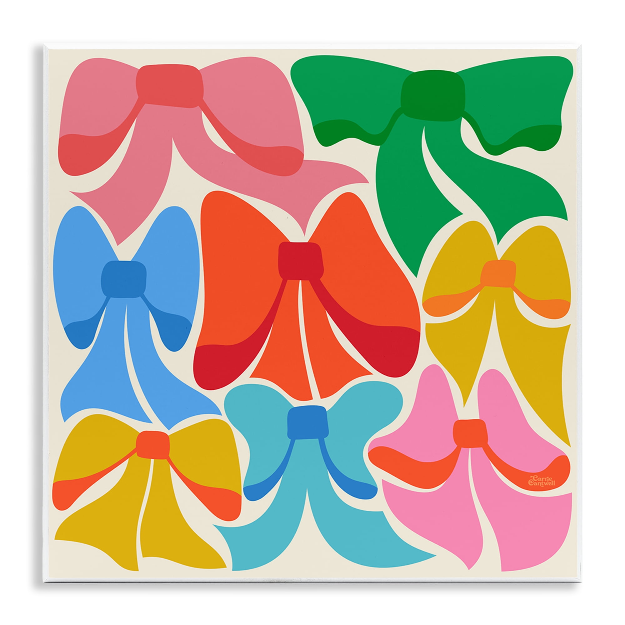 Stupell Industries Rainbow Bows Ribbon Shapes Fashion Painting Unframed Art Print Wall Art, 12 x 12