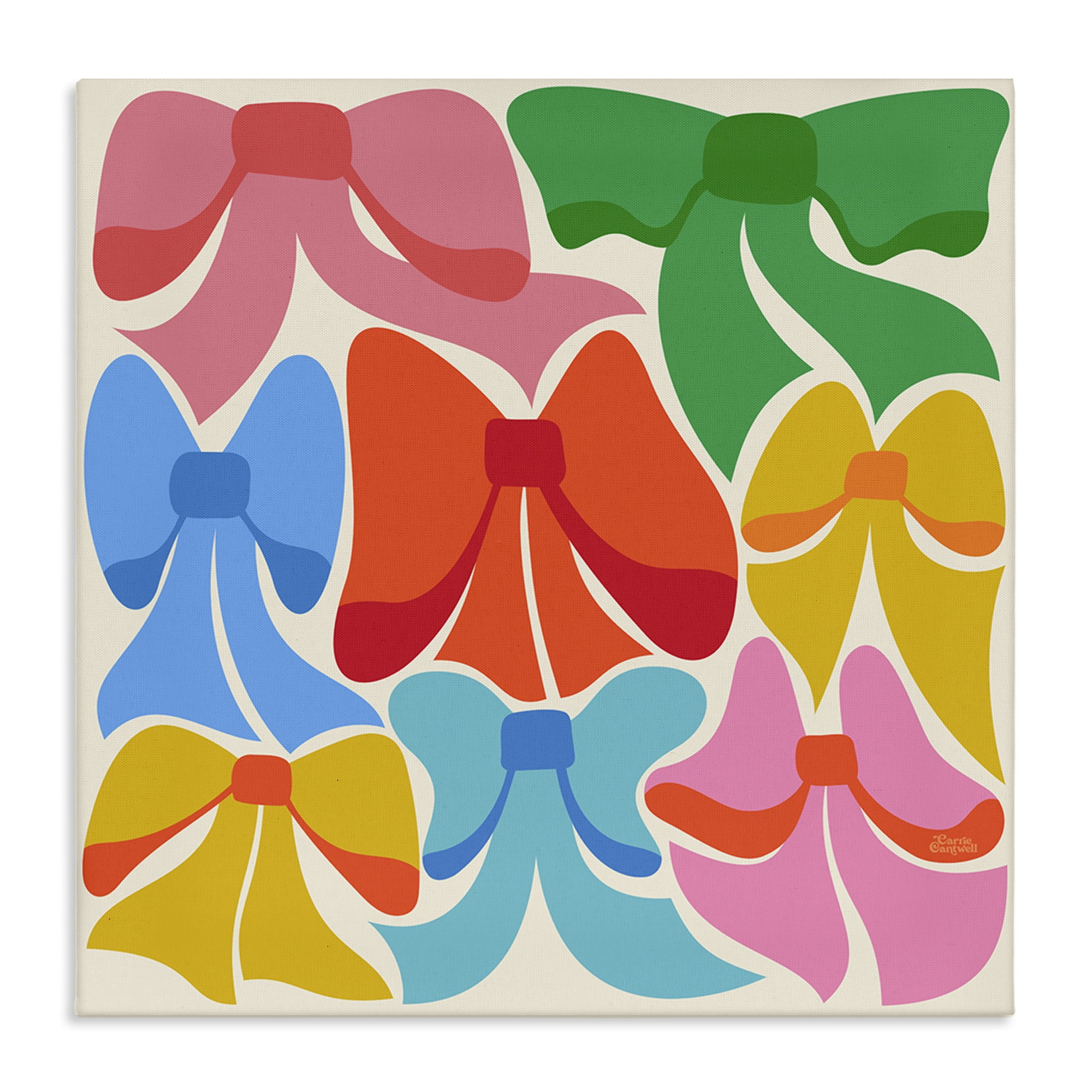 Stupell Industries Rainbow Bows Ribbon Shapes Fashion Painting Wrapped Canvas Art Print Wall Art, 36 x 36