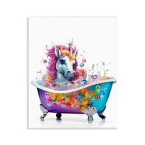 Stupell Industries Rainbow Bubbles Unicorn Typography Painting Unframed Art Print Wall Art, 11 x 14