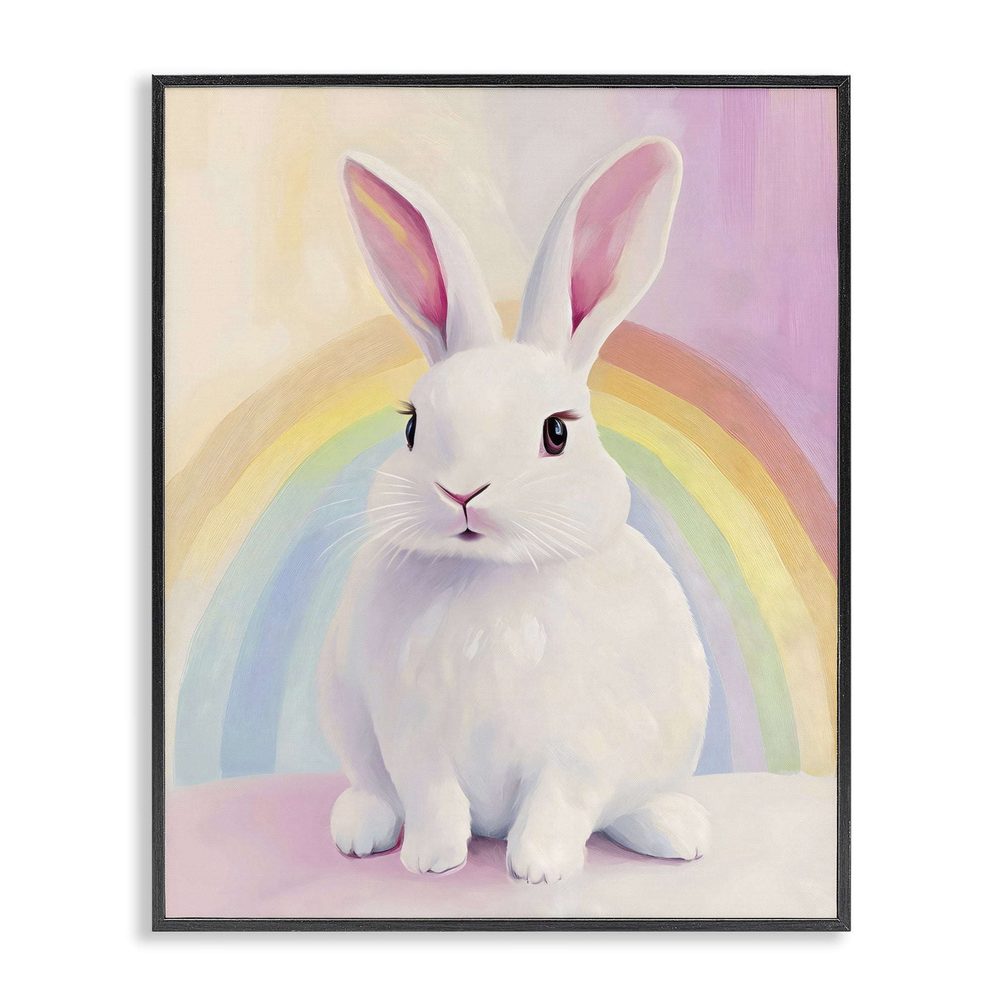 Stupell Industries Rainbow Bunny in Pastel Hues Black Framed Giclee Art, design by The Prints Vibe