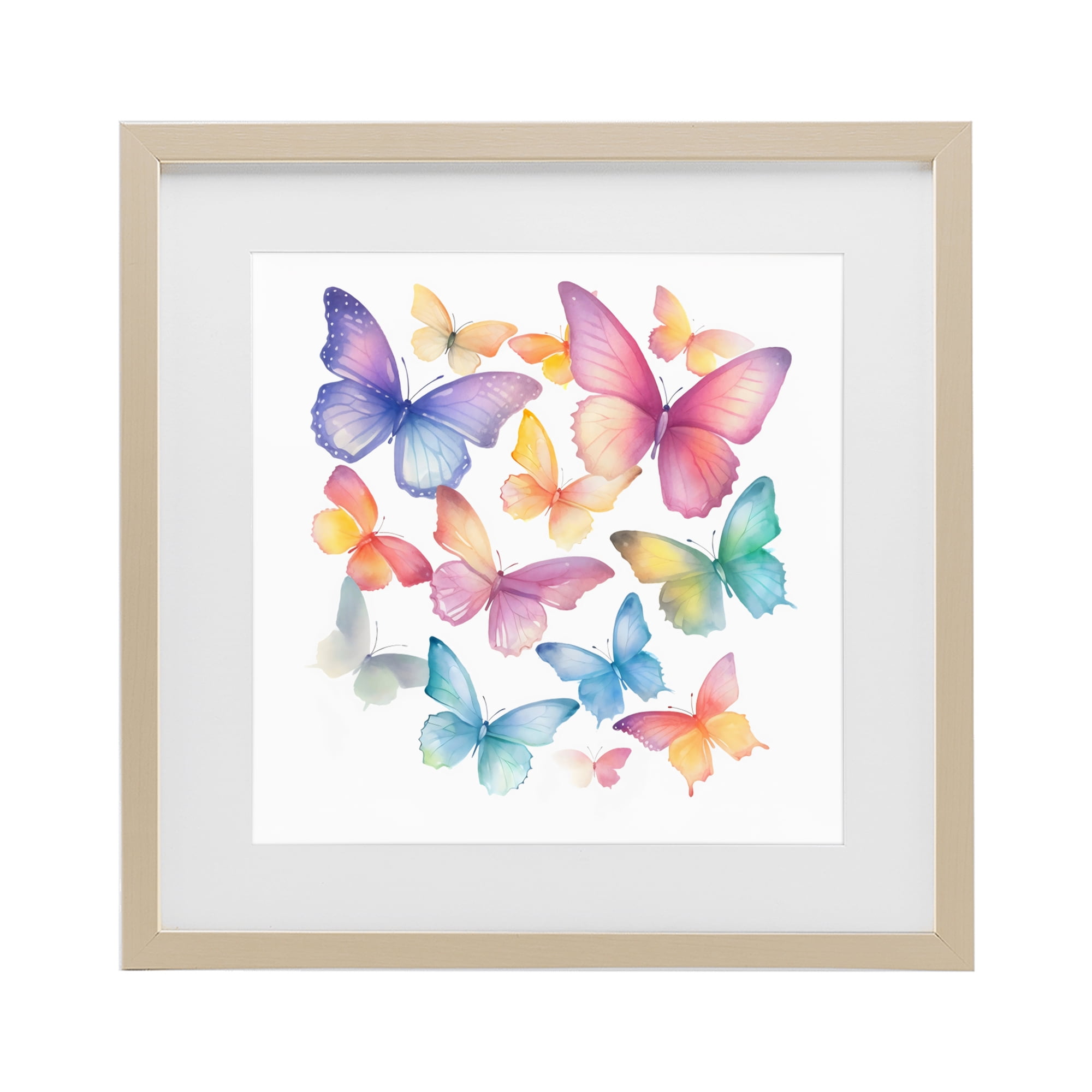Stupell Industries Rainbow Butterflies Rabble Birch Framed Print Under Glass, design by Creative Studio