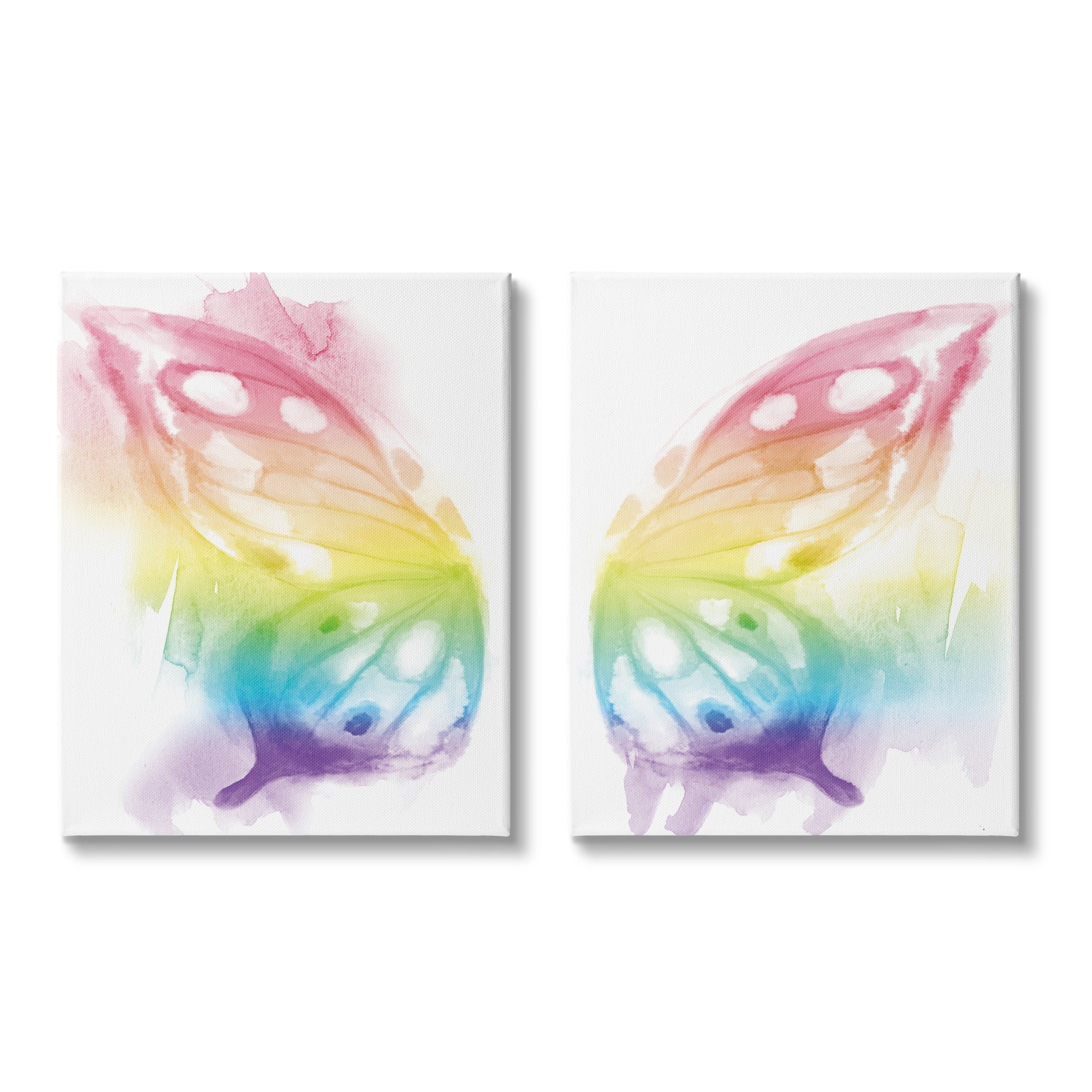 Stupell Industries Rainbow Butterfly Wings Playful Insect Pattern,2pc, each 24 x 30,Designed by Daphne Polselli