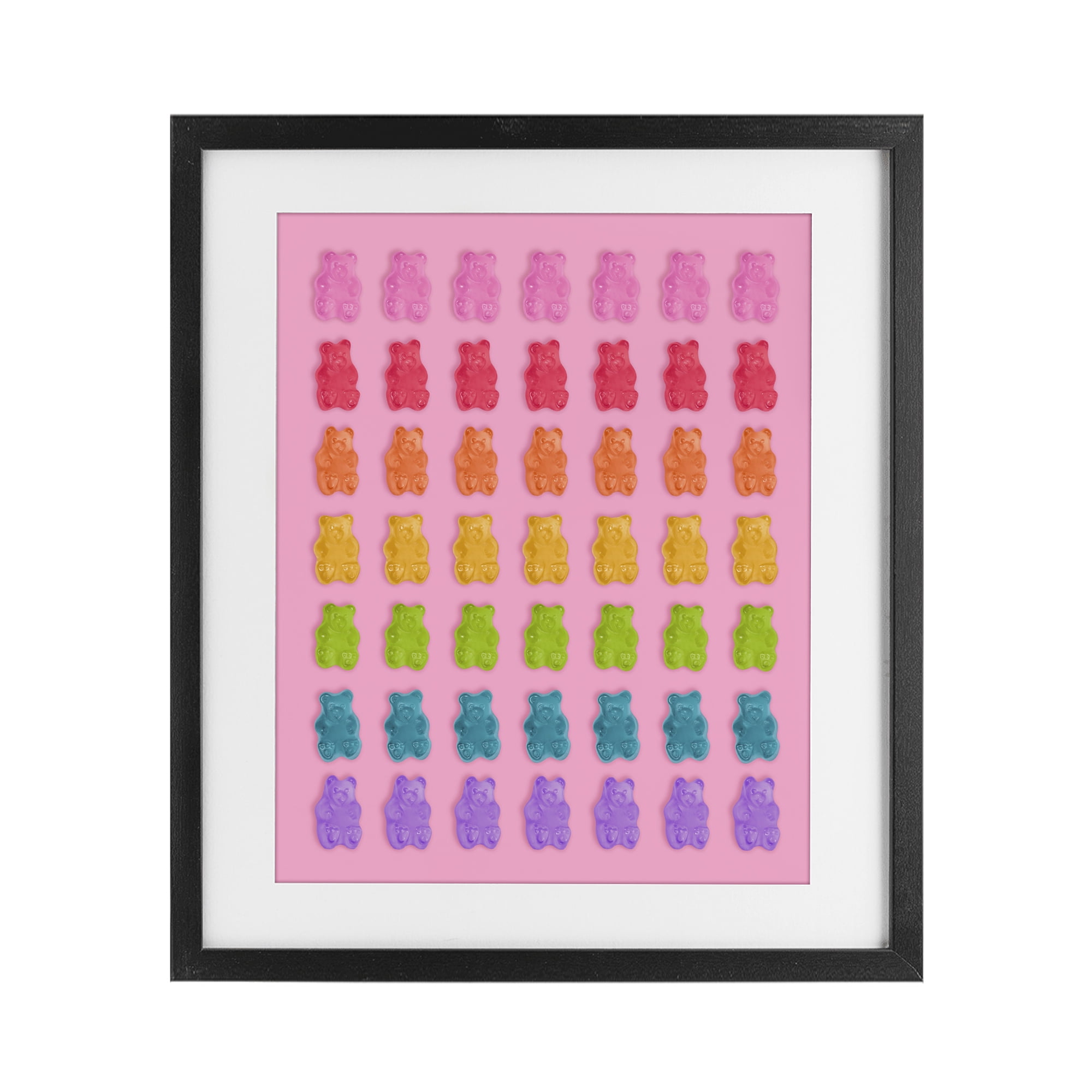 Stupell Industries Rainbow Candy Bears on Pink Black Framed Print Under Glass, design by LISH Creative