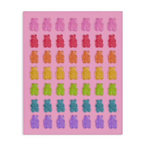 Stupell Industries Contemporary Rainbow Candy Bears on Pink Canvas Art, 16 x 20, by LISH Creative