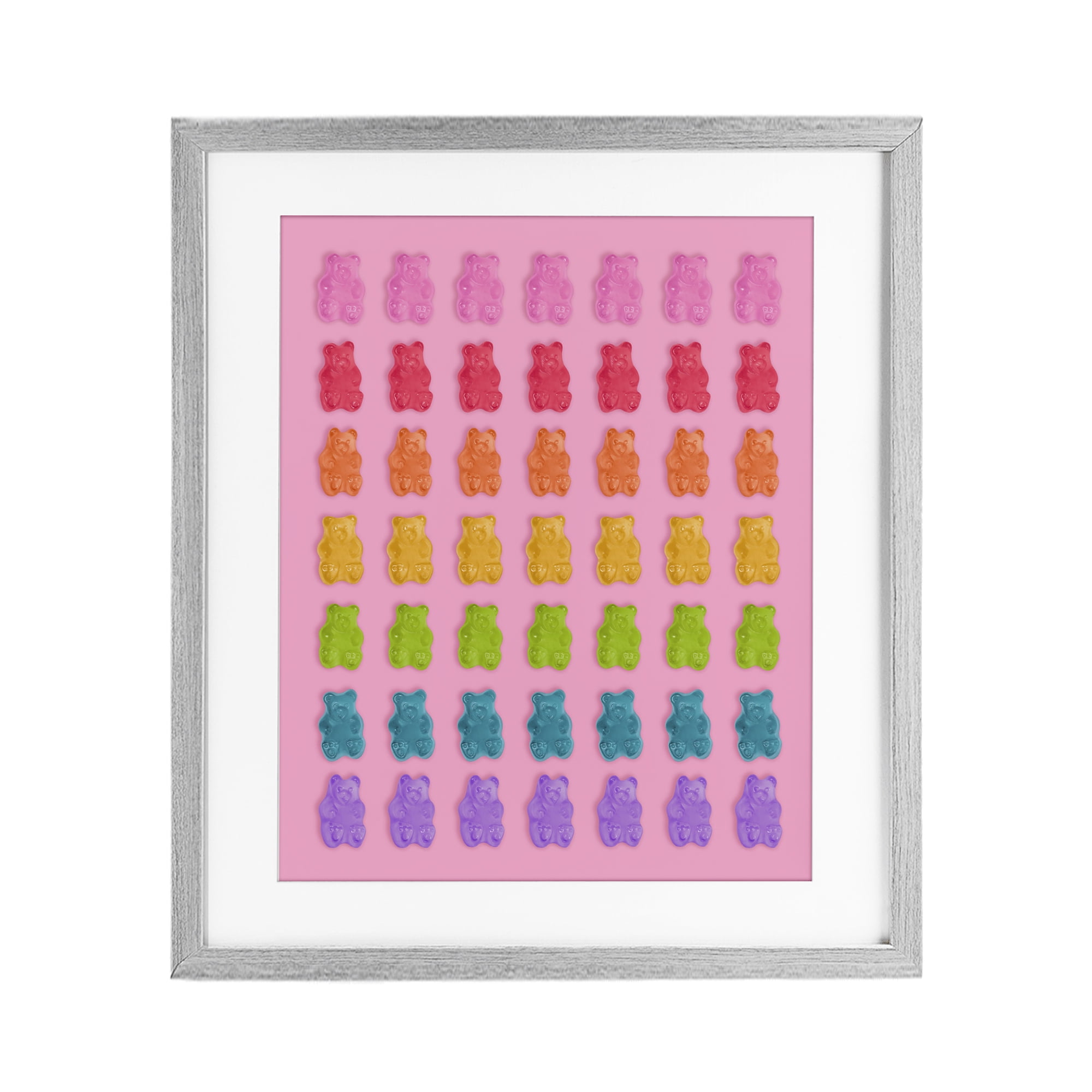 Stupell Industries Rainbow Candy Bears on Pink Gray Framed Print Under Glass, design by LISH Creative