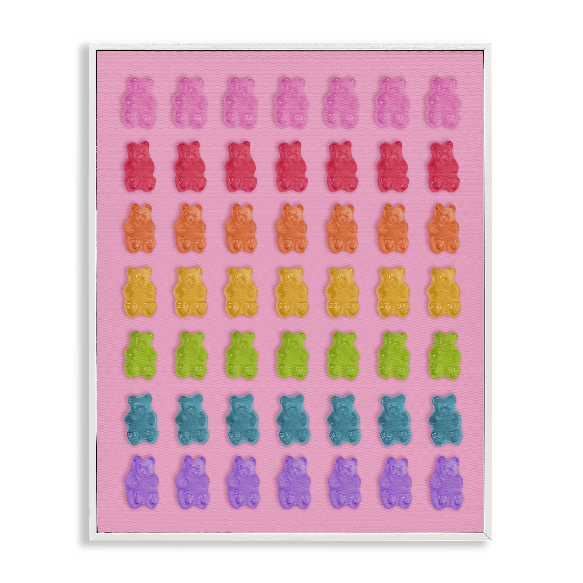 Stupell Industries Rainbow Candy Bears on Pink White Framed Giclee Art, design by LISH Creative