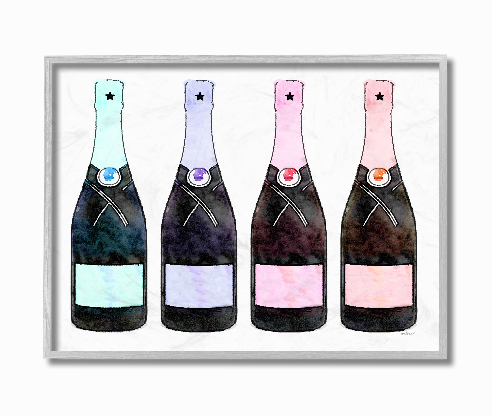 Stupell Industries Rainbow Champagne Graphic Art Gray Framed Art Print Wall Art, 16x20, by Amanda Greenwood