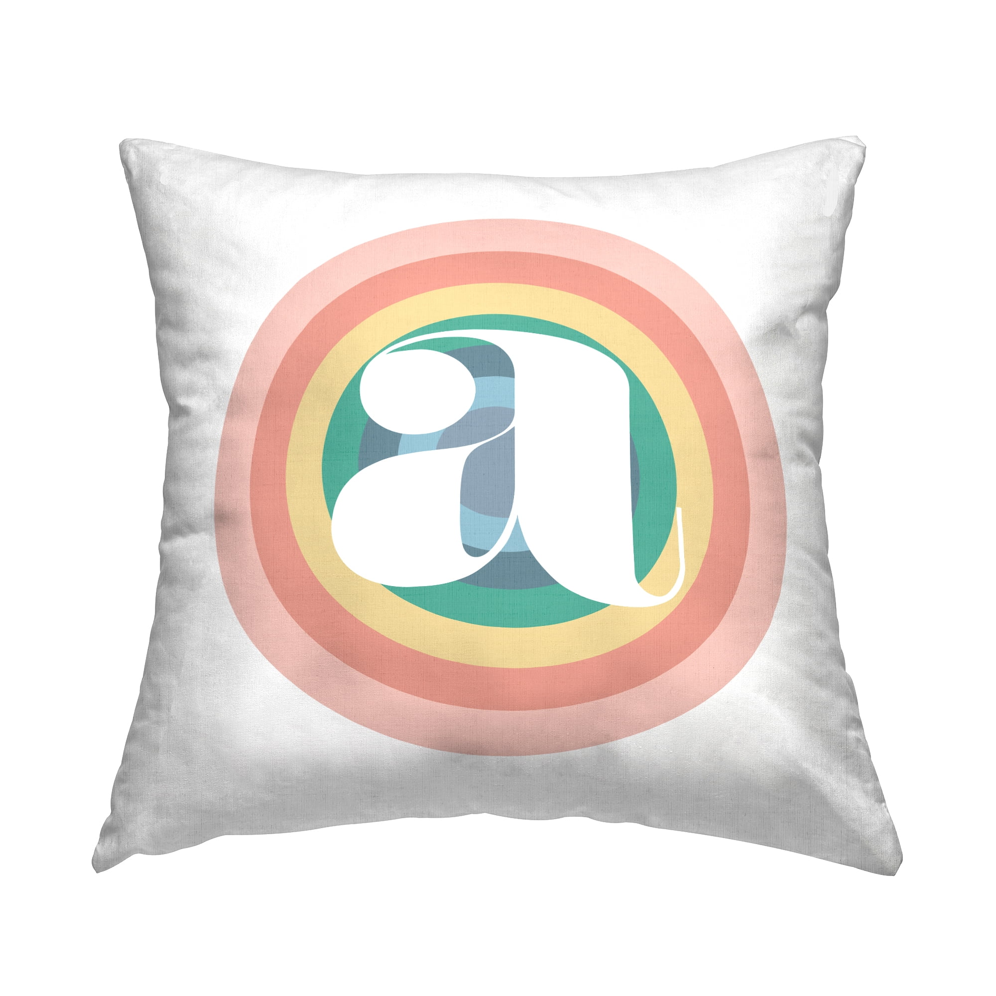 Stupell Industries Rainbow Circle Letter A Square Decorative Printed Throw Pillow, 18 x 18