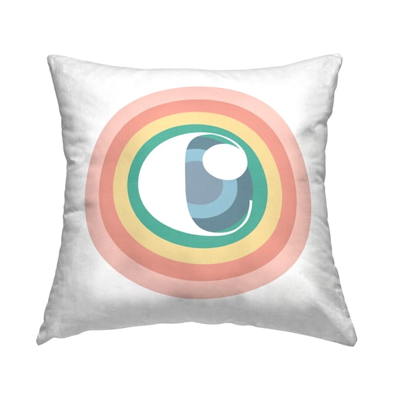 Stupell Industries Rainbow Circle Letter C Square Decorative Printed Throw Pillow, 18 x 18
