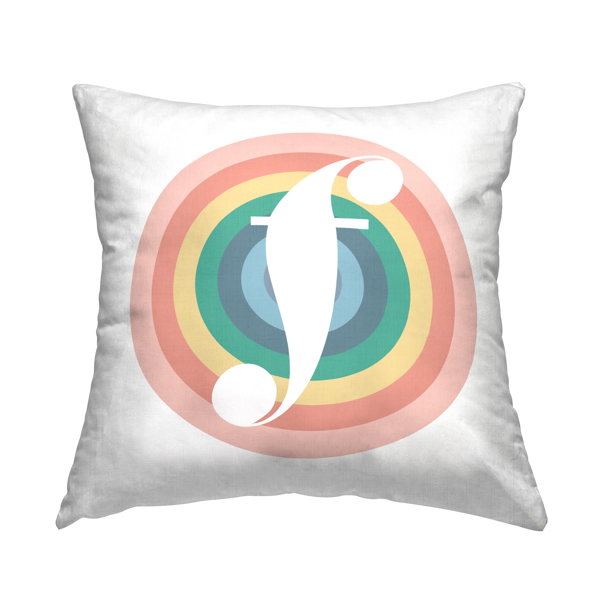 Stupell Industries Rainbow Circle Letter F Square Decorative Printed Throw Pillow, 18 x 18