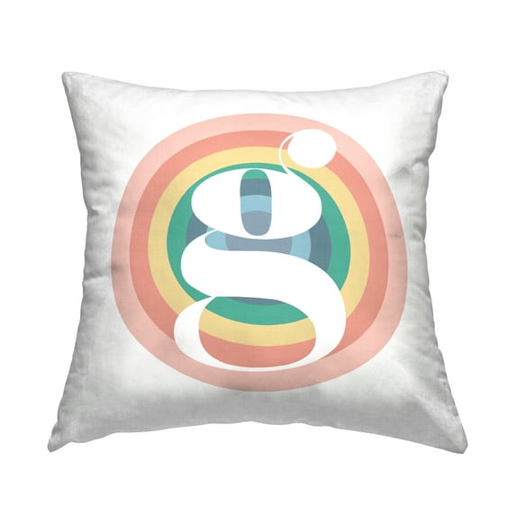 Stupell Industries Rainbow Circle Letter G Square Decorative Printed Throw Pillow, 18 x 18