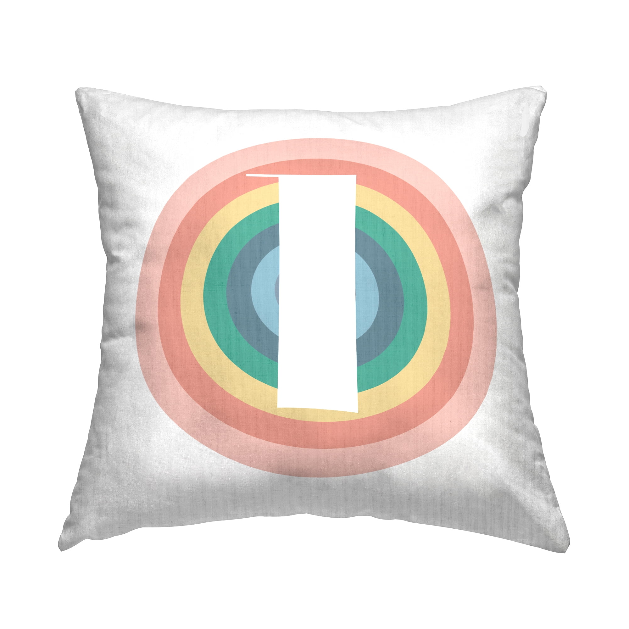 Stupell Industries Rainbow Circle Letter L Square Decorative Printed Throw Pillow, 18 x 18