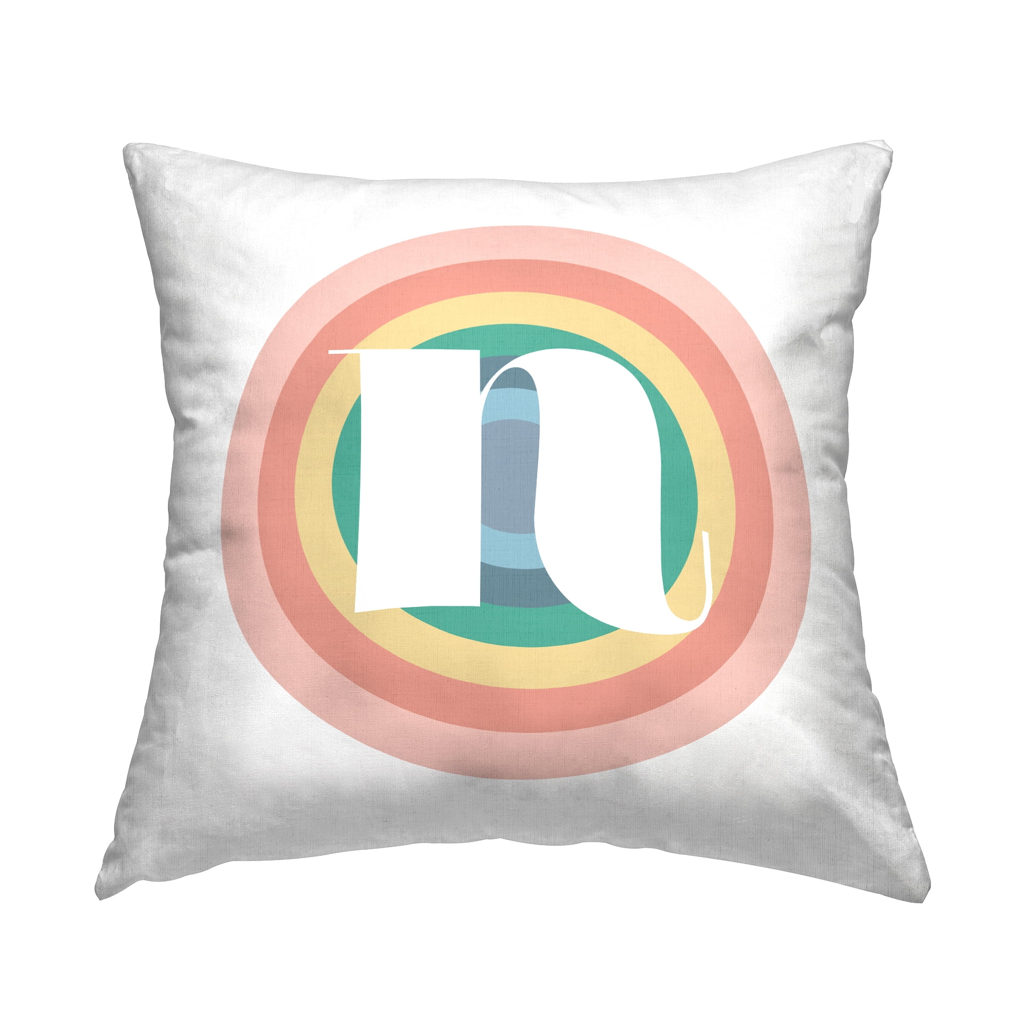 Stupell Industries Rainbow Circle Letter N Square Decorative Printed Throw Pillow, 18 x 18