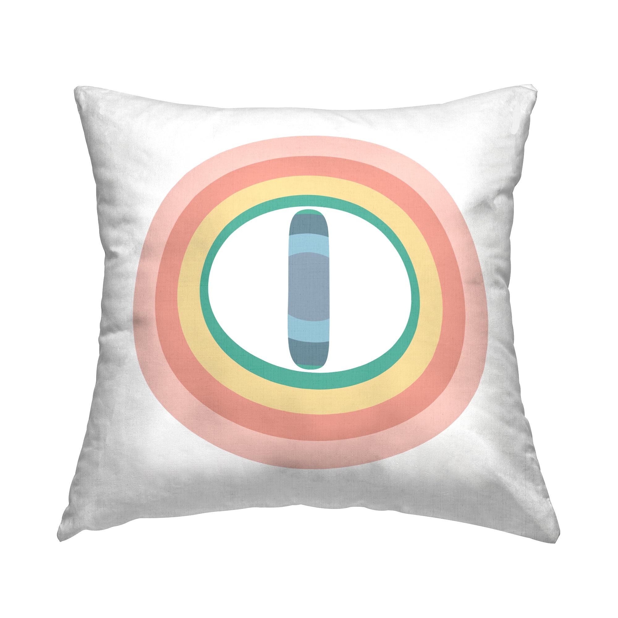 Stupell Industries Rainbow Circle Letter O Square Decorative Printed Throw Pillow, 18 x 18
