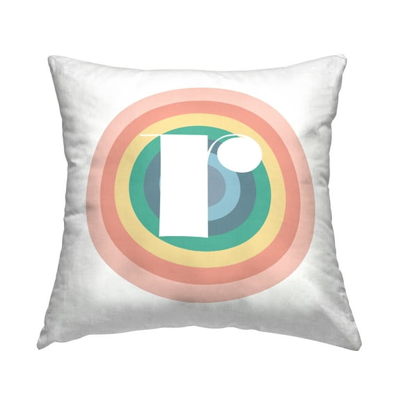 Stupell Industries Rainbow Circle Letter R Square Decorative Printed Throw Pillow, 18 x 18