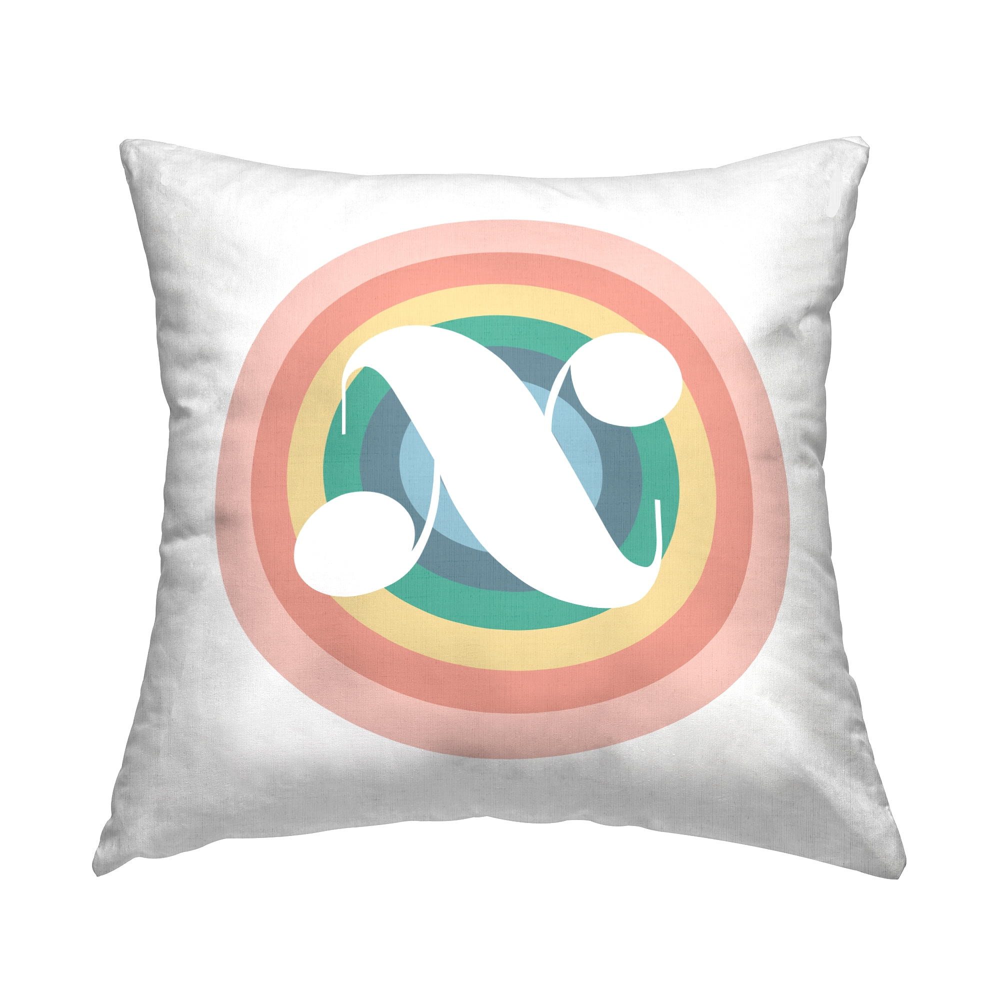 Stupell Industries Rainbow Circle Letter X Square Decorative Printed Throw Pillow, 18 x 18