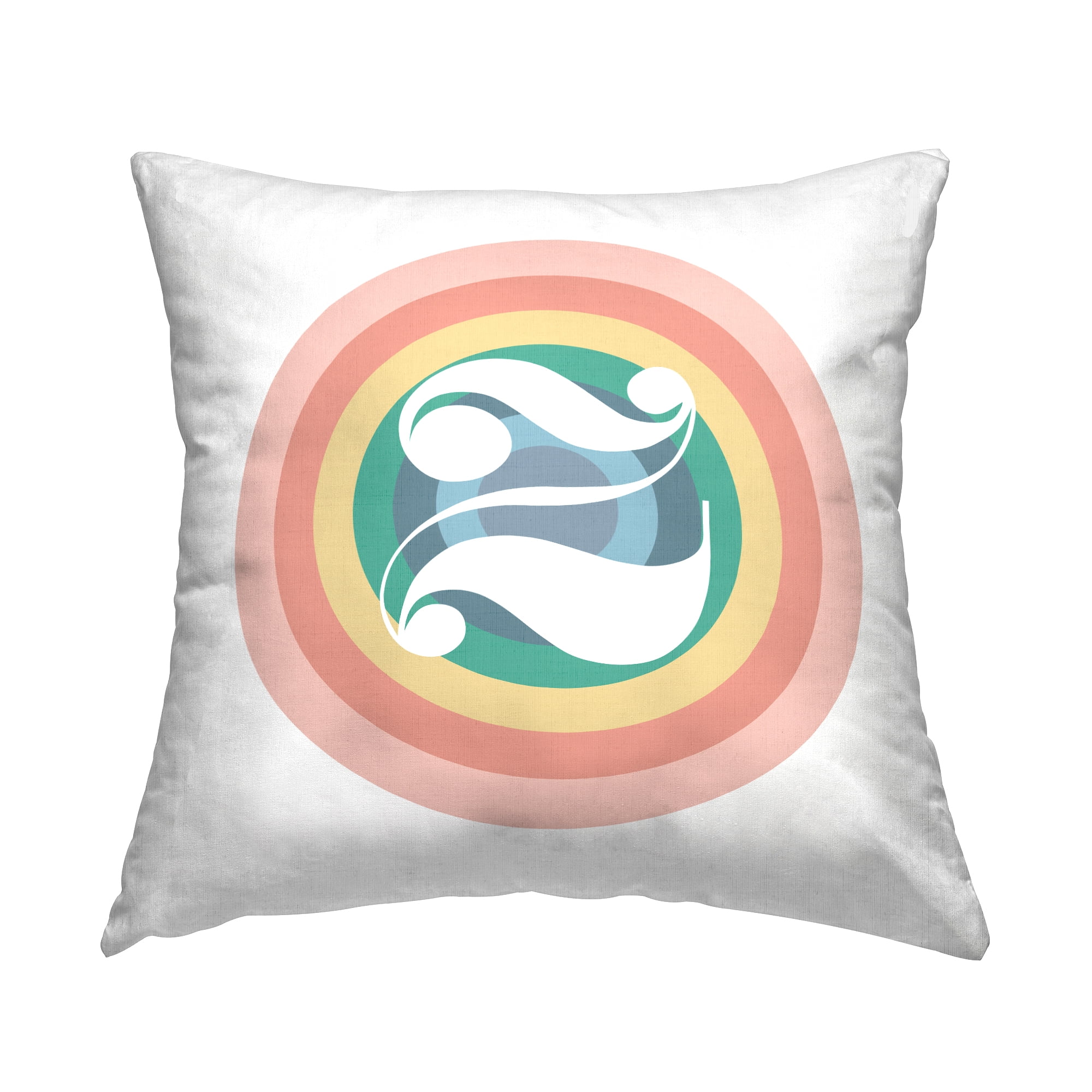 Stupell Industries Rainbow Circle Letter Z Square Decorative Printed Throw Pillow, 18 x 18