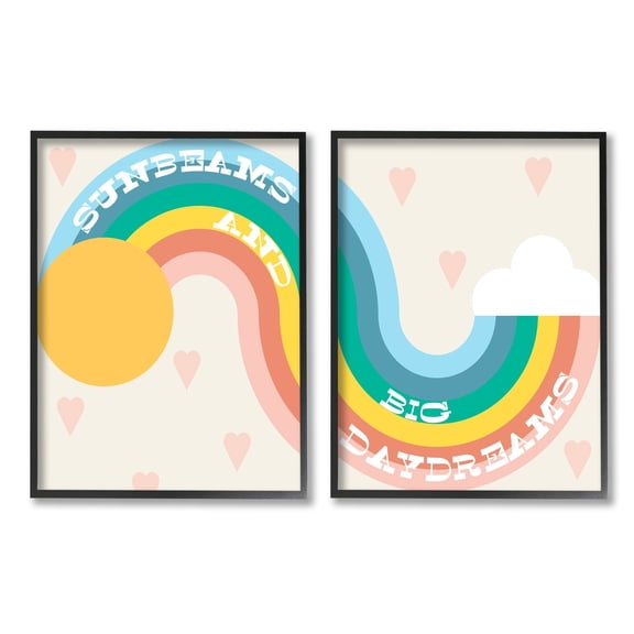 Stupell Industries Rainbow Cloud Daydream Quote Heart Patten Design, 11 x 14, Design by Daphne Polselli