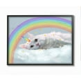 thumbnail image 1 of Stupell Industries Rainbow Cloud Fantasy Cat Feline Unicorn in Clouds Framed Wall Art Design by Ziwei Li, 24" x 30", Black Framed, 1 of 1
