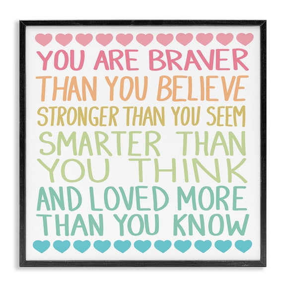 Stupell Industries Rainbow Confidence Phrases Quotes and Sayings Painting Black Framed Art Print Wall Art, 12 x 12