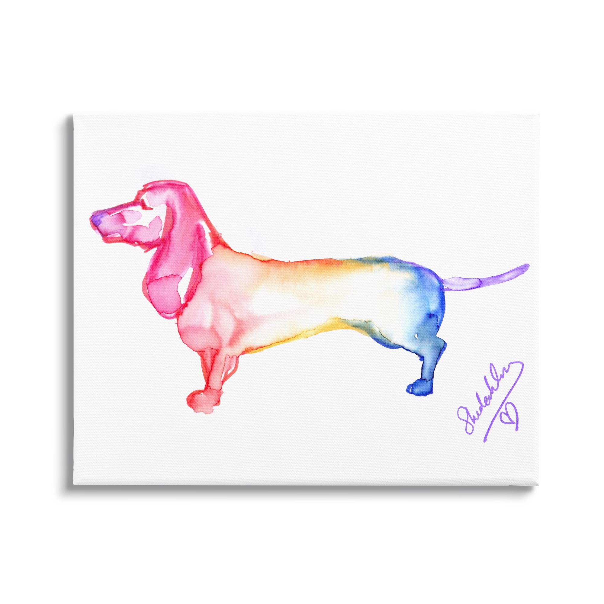 Stupell Industries Rainbow Dachshund Dog Animals & Insects Painting Gallery Wrapped Canvas Print Wall Art, 48 x 36