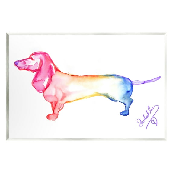 Stupell Industries Rainbow Dachshund Dog Animals & Insects Painting Unframed Art Print Wall Art, 15 x 10
