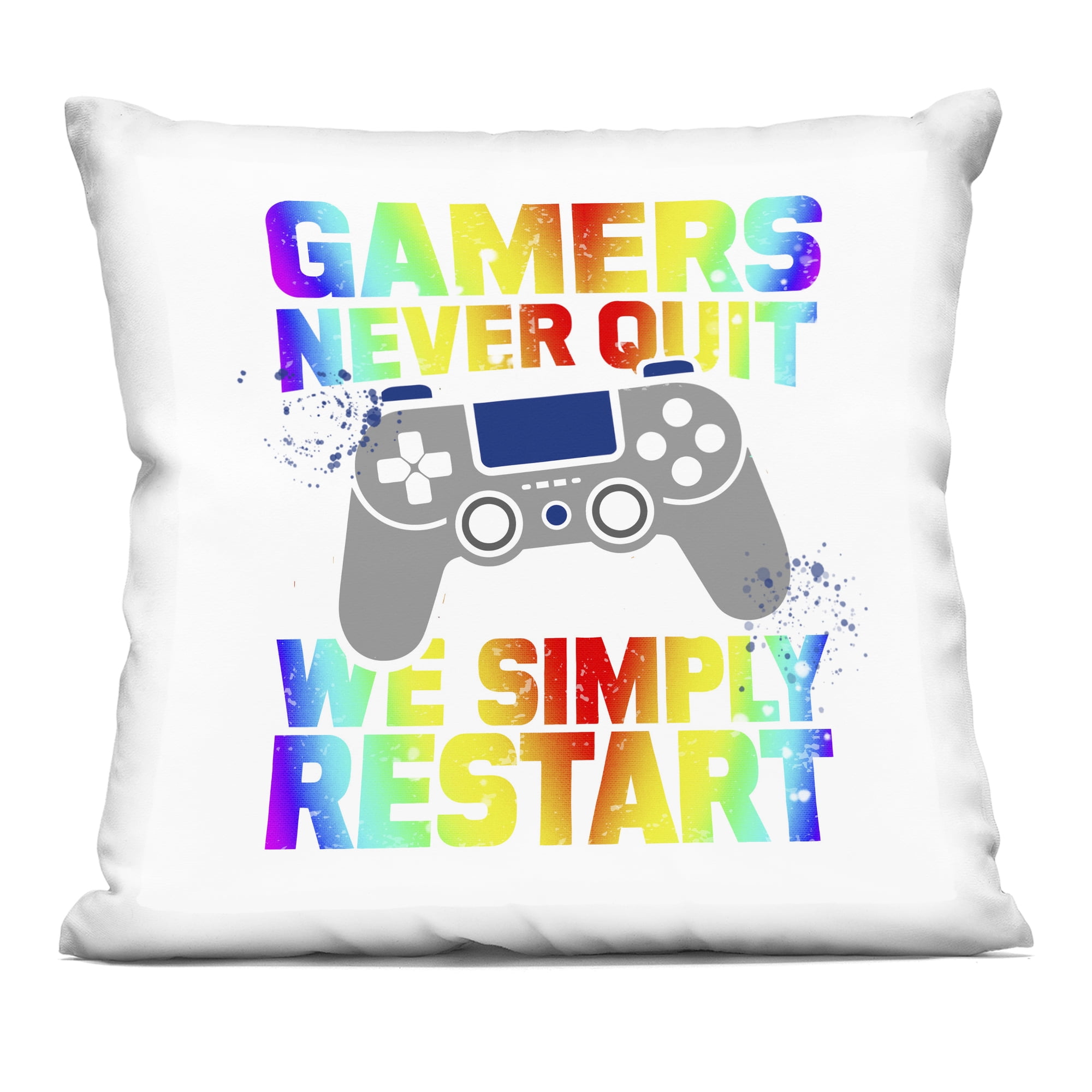 Stupell Industries Rainbow Gamers Never Quit Decorative Printed Throw Pillow, design by Kim Allen