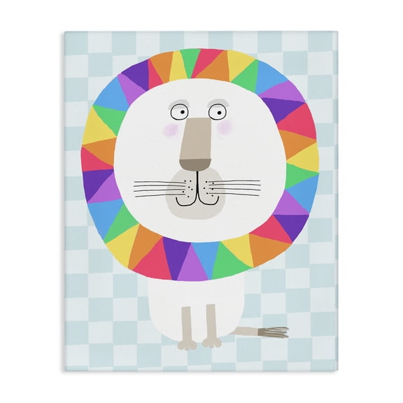 Stupell Industries Rainbow Geometric Lion Canvas Wall Art design by Carla Daly, 20 x 16