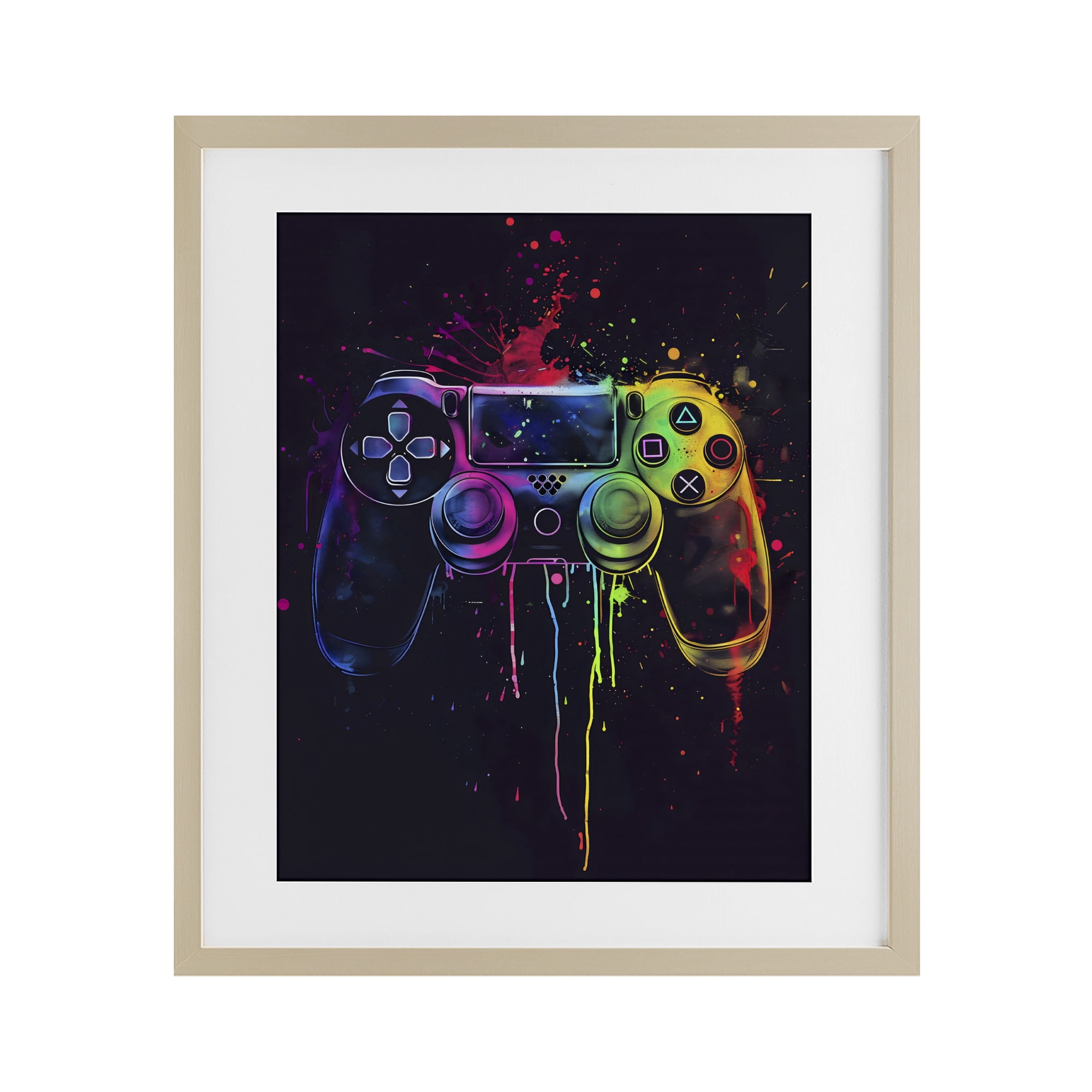 Stupell Industries Rainbow Glow Gaming Controller Birch Framed Print Under Glass, design by Creative Studio