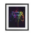 thumbnail image 1 of Stupell Industries Eclectic Rainbow Glow Gaming Controller Black Framed Print Under Glass, 13 x 16, by Creative Studio, 1 of 8