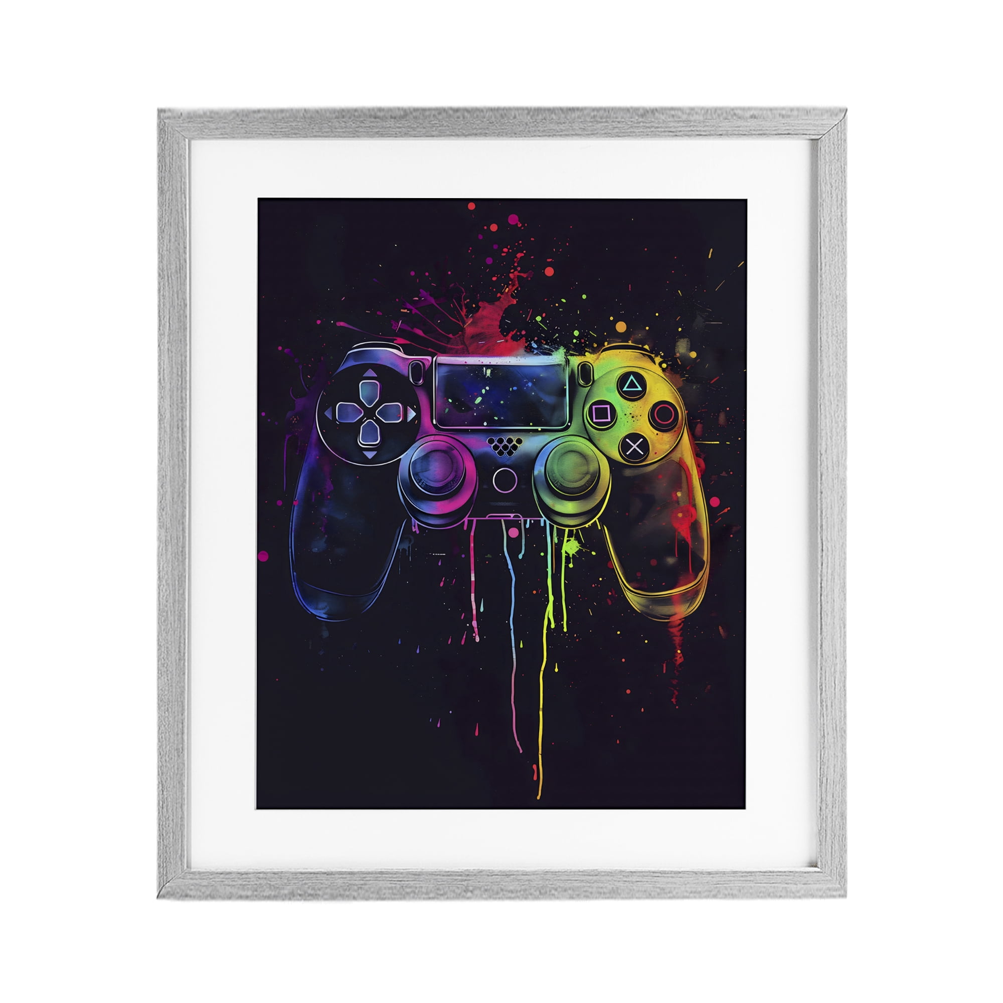 Stupell Industries Rainbow Glow Gaming Controller Gray Framed Print Under Glass, design by Creative Studio