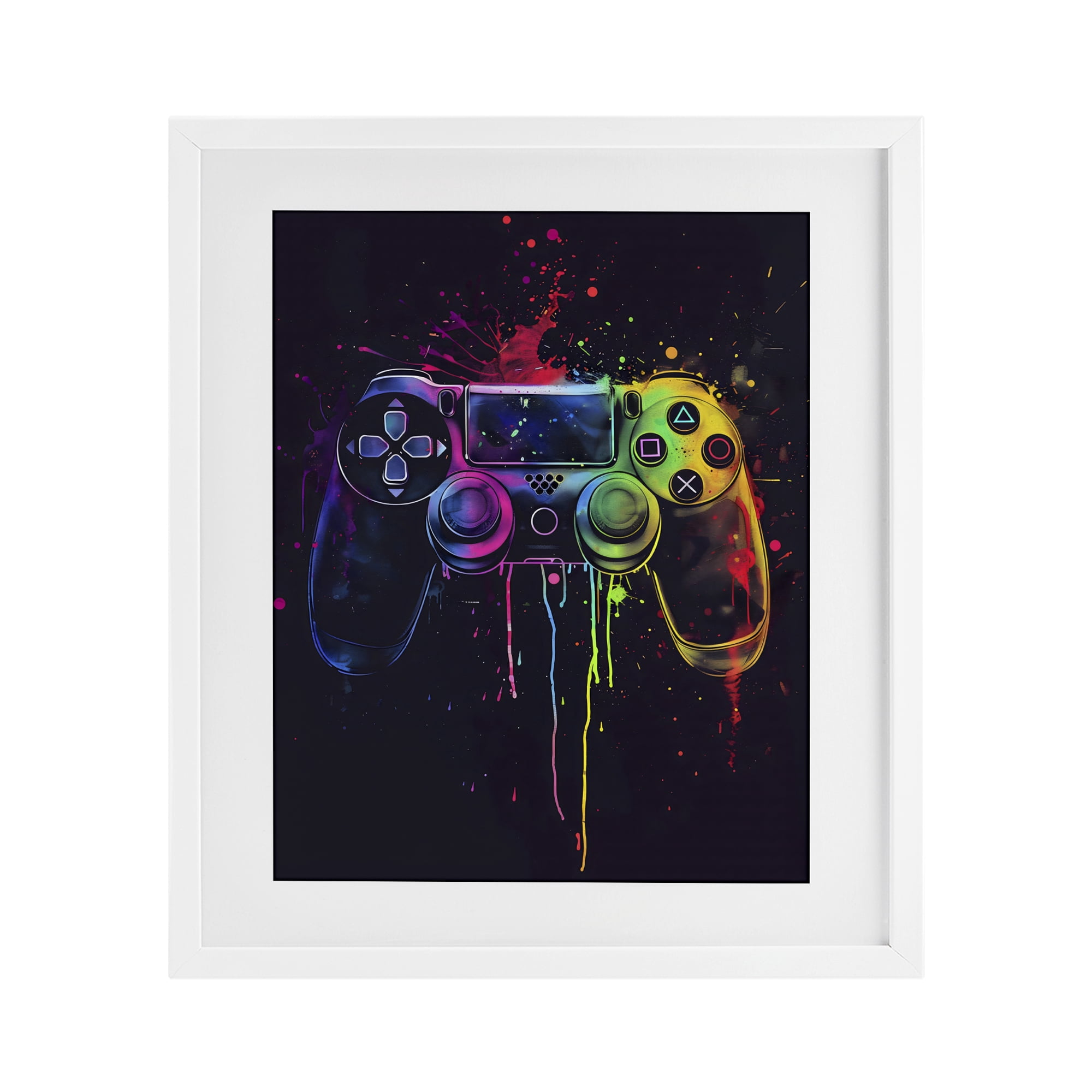 Stupell Industries Rainbow Glow Gaming Controller White Framed Print Under Glass, design by Creative Studio