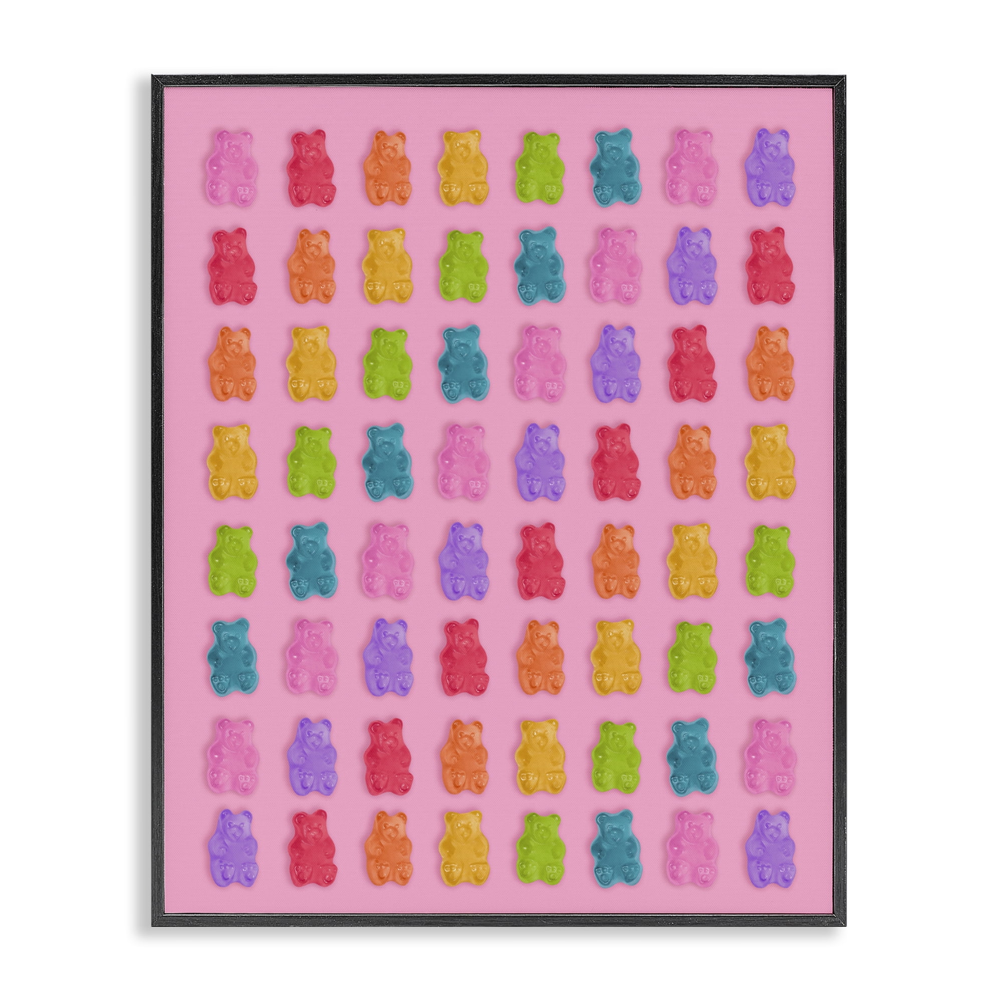 Stupell Industries Rainbow Gummy Bear Candies Black Framed Giclee Art, design by LISH Creative