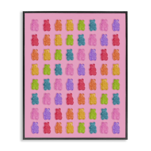 Stupell Industries Contemporary Rainbow Gummy Bear Candies Black Framed Giclee Art, 16 x 20, by LISH Creative
