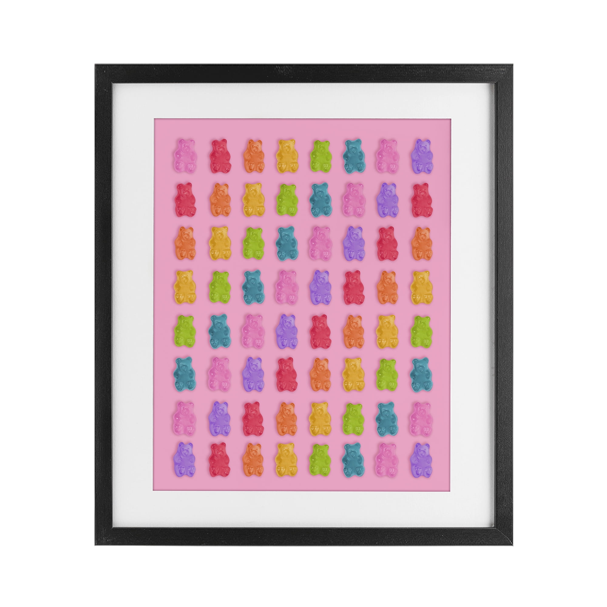 Stupell Industries Rainbow Gummy Bear Candies Black Framed Print Under Glass, design by LISH Creative