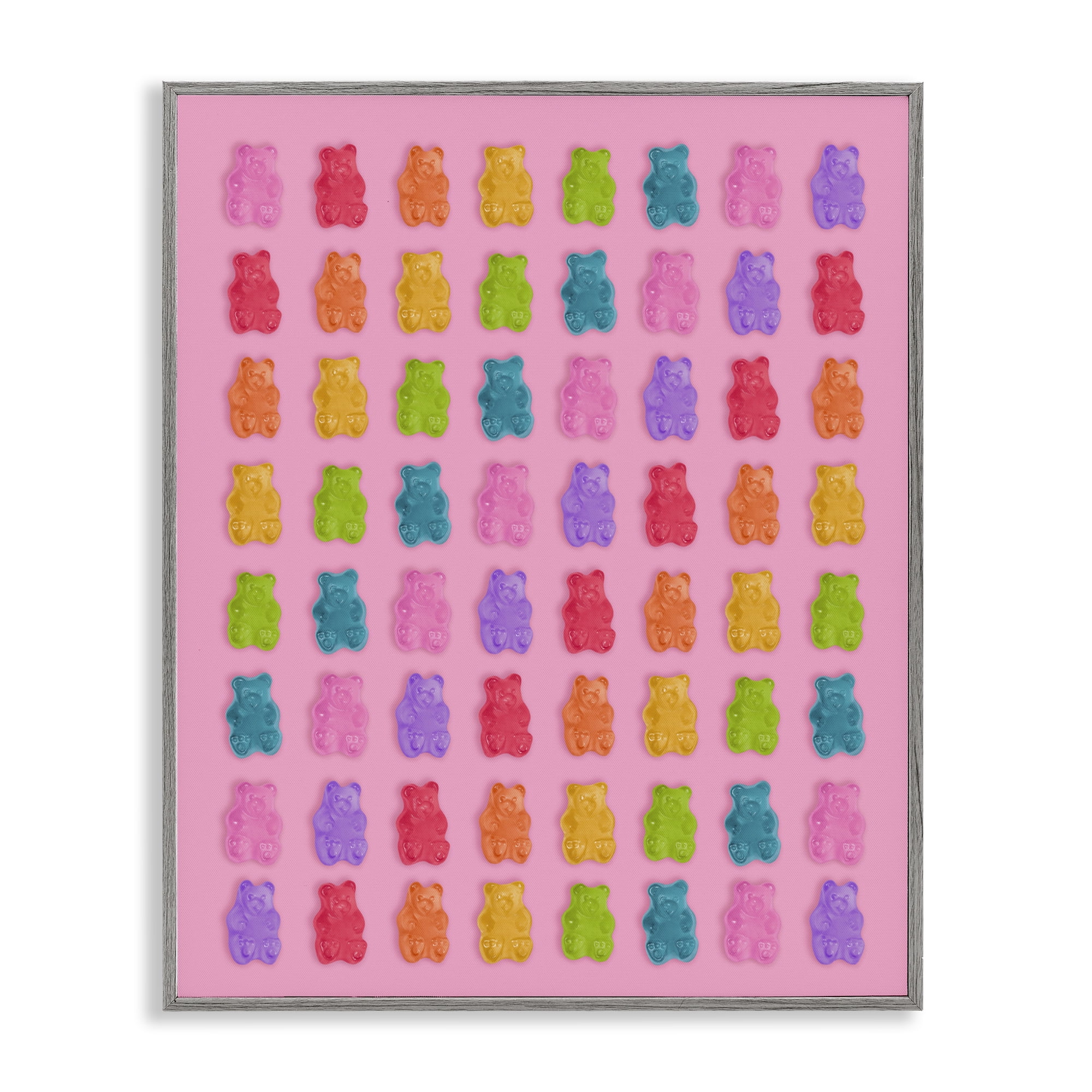 Stupell Industries Rainbow Gummy Bear Candies Gray Framed Giclee Art, design by LISH Creative