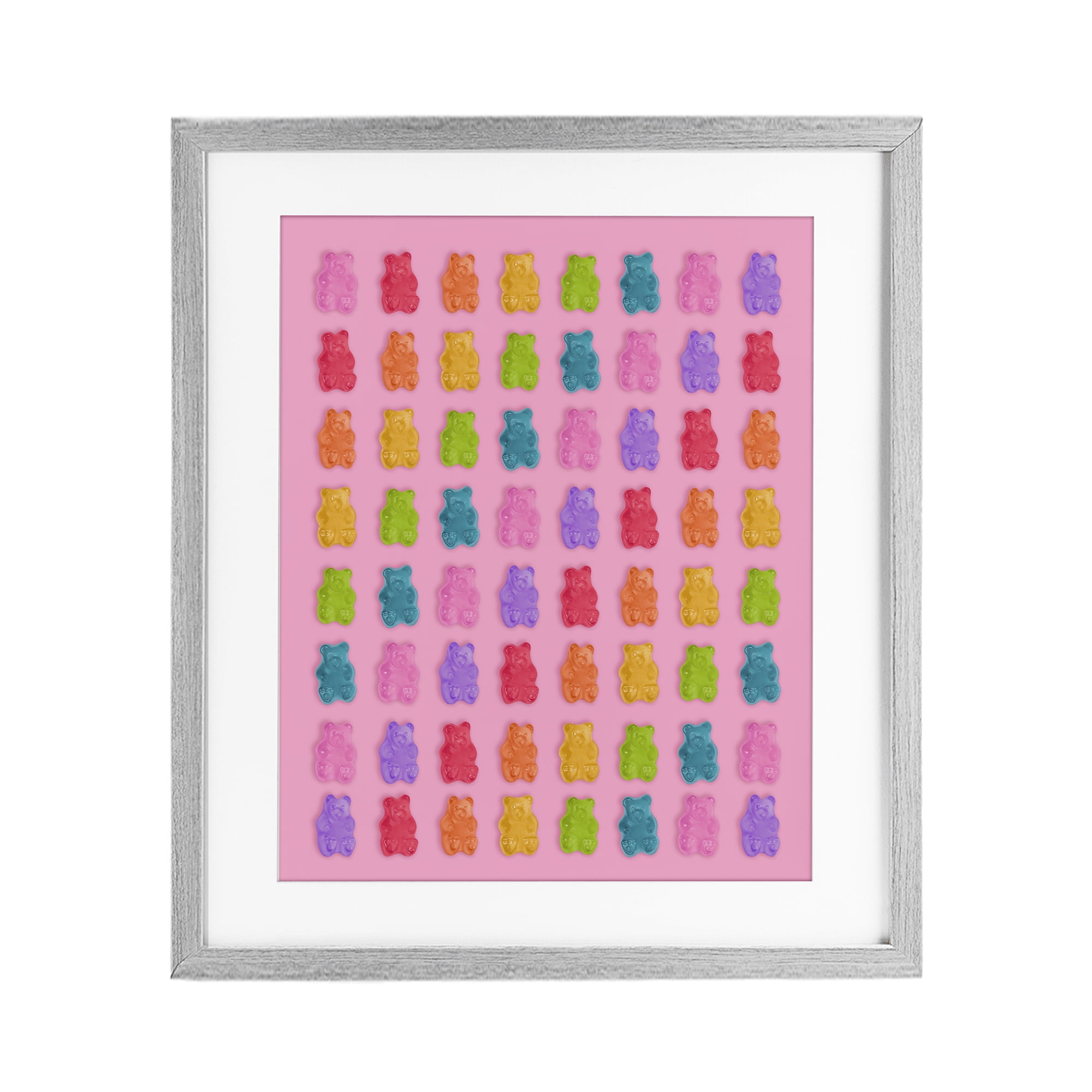 Stupell Industries Rainbow Gummy Bear Candies Gray Framed Print Under Glass, design by LISH Creative