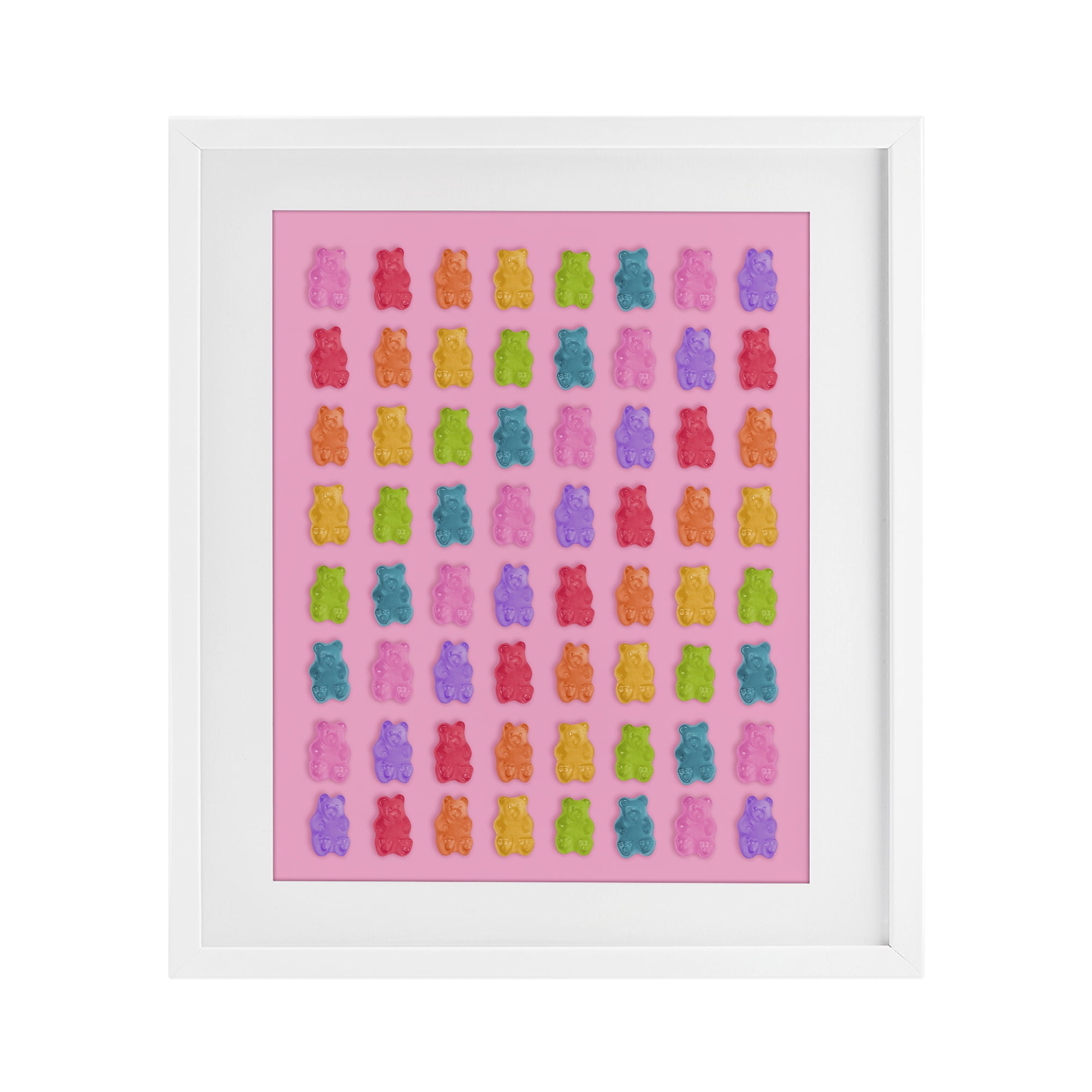 Stupell Industries Rainbow Gummy Bear Candies White Framed Print Under Glass, design by LISH Creative