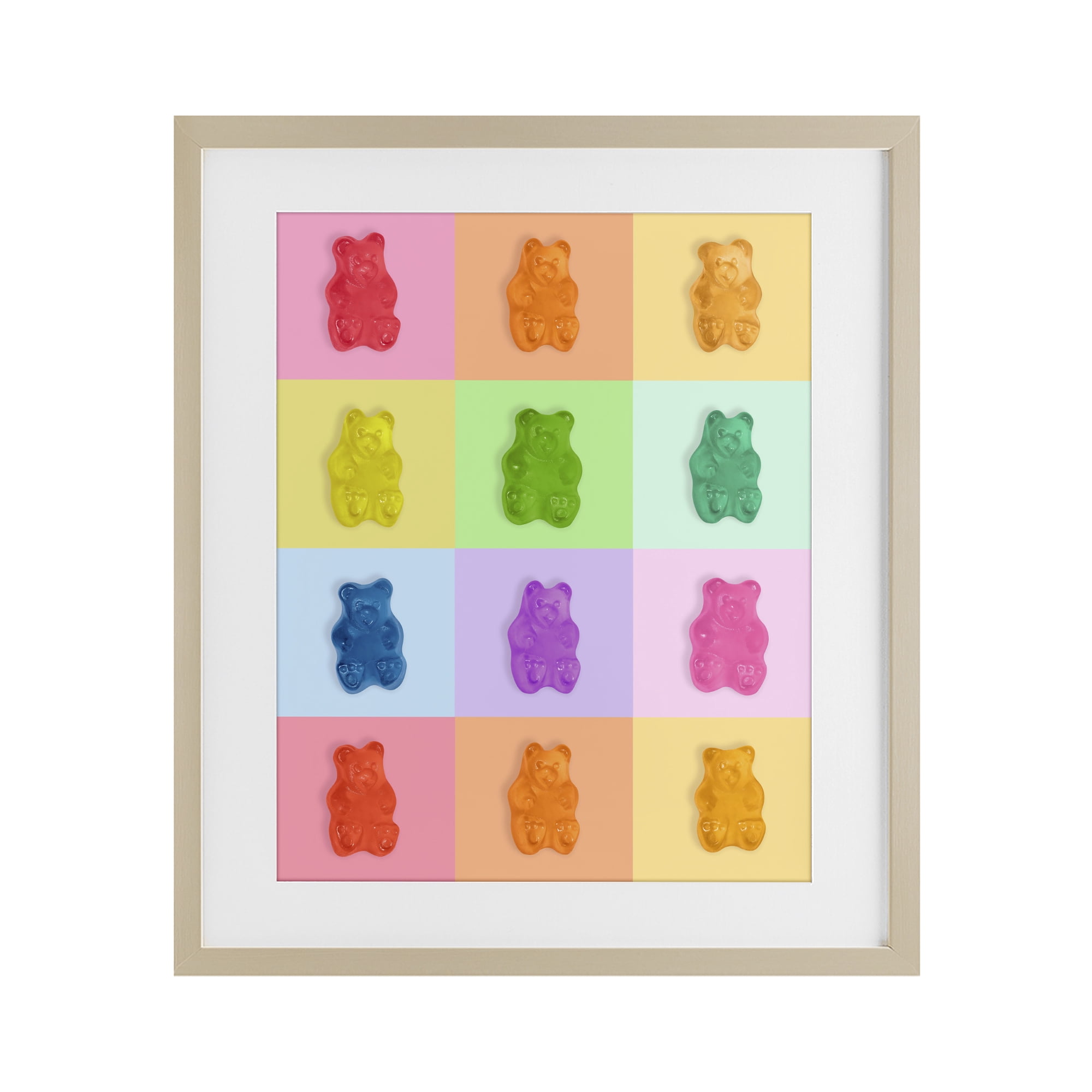 Stupell Industries Rainbow Gummy Bear Candy Grid Birch Framed Print Under Glass, design by LISH Creative