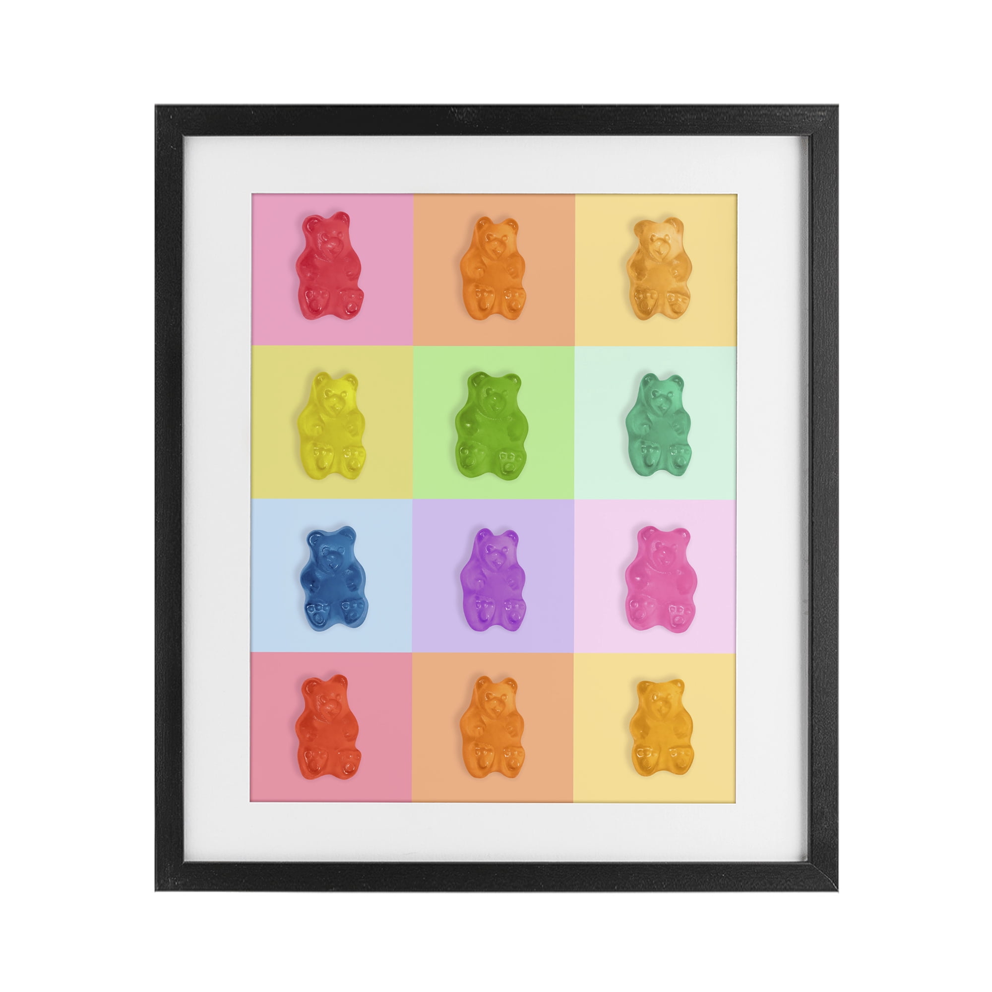 Stupell Industries Rainbow Gummy Bear Candy Grid Black Framed Print Under Glass, design by LISH Creative