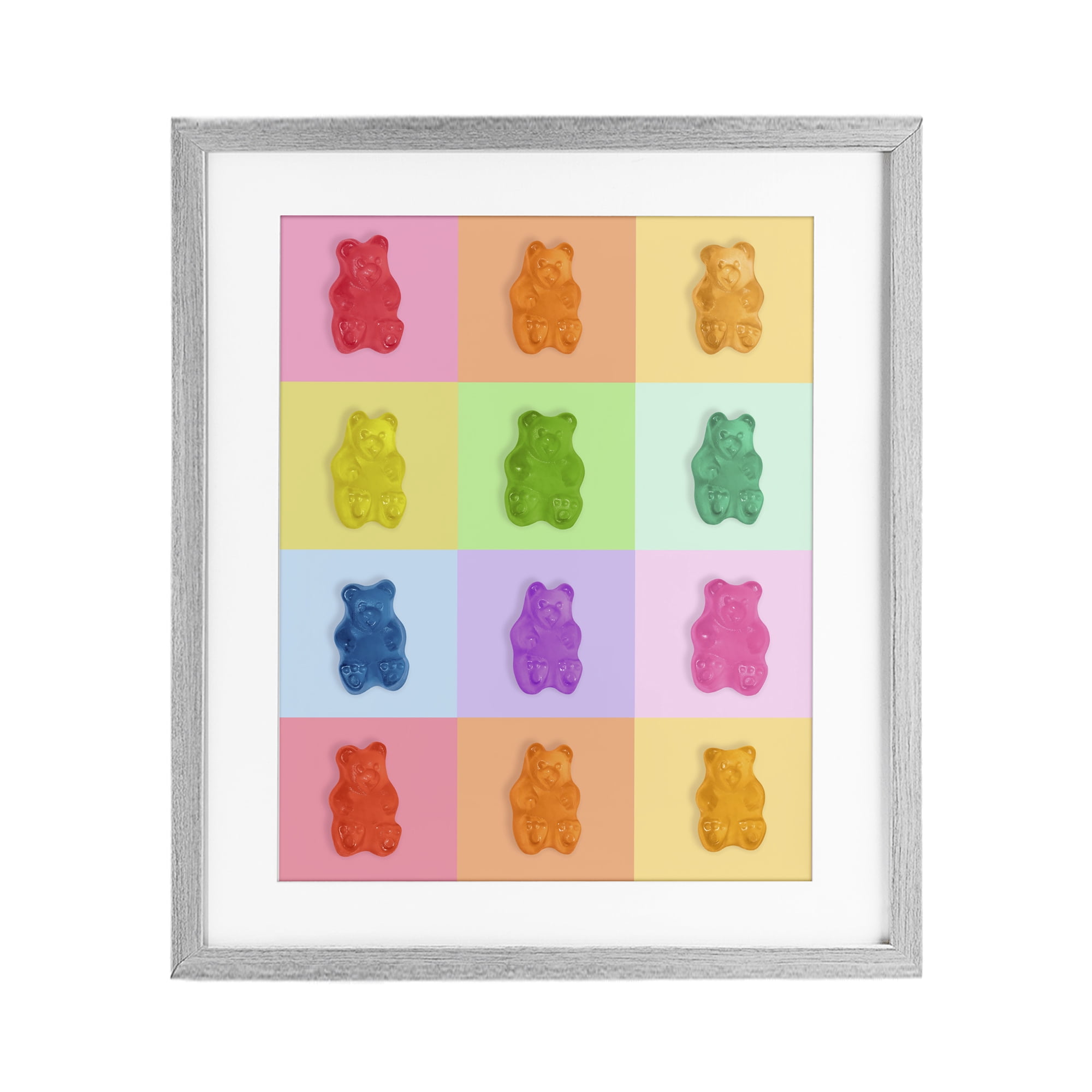 Stupell Industries Rainbow Gummy Bear Candy Grid Gray Framed Print Under Glass, design by LISH Creative