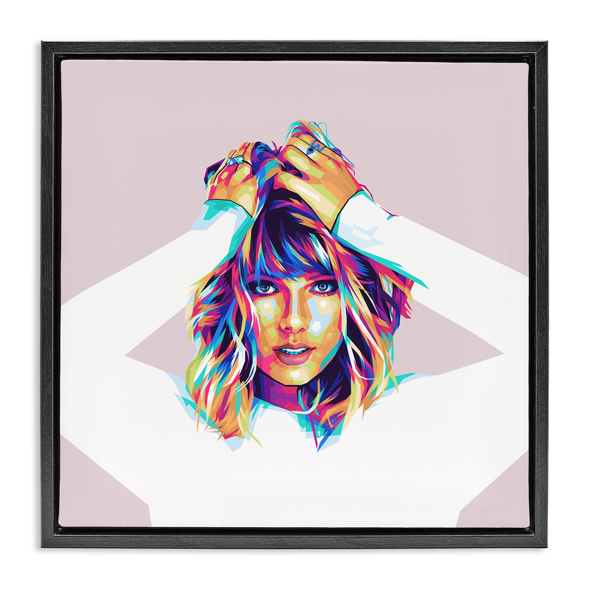 Stupell Industries Rainbow Haired Taylor People Painting Black Floater Framed Canvas Art Print Wall Art, 25 x 25