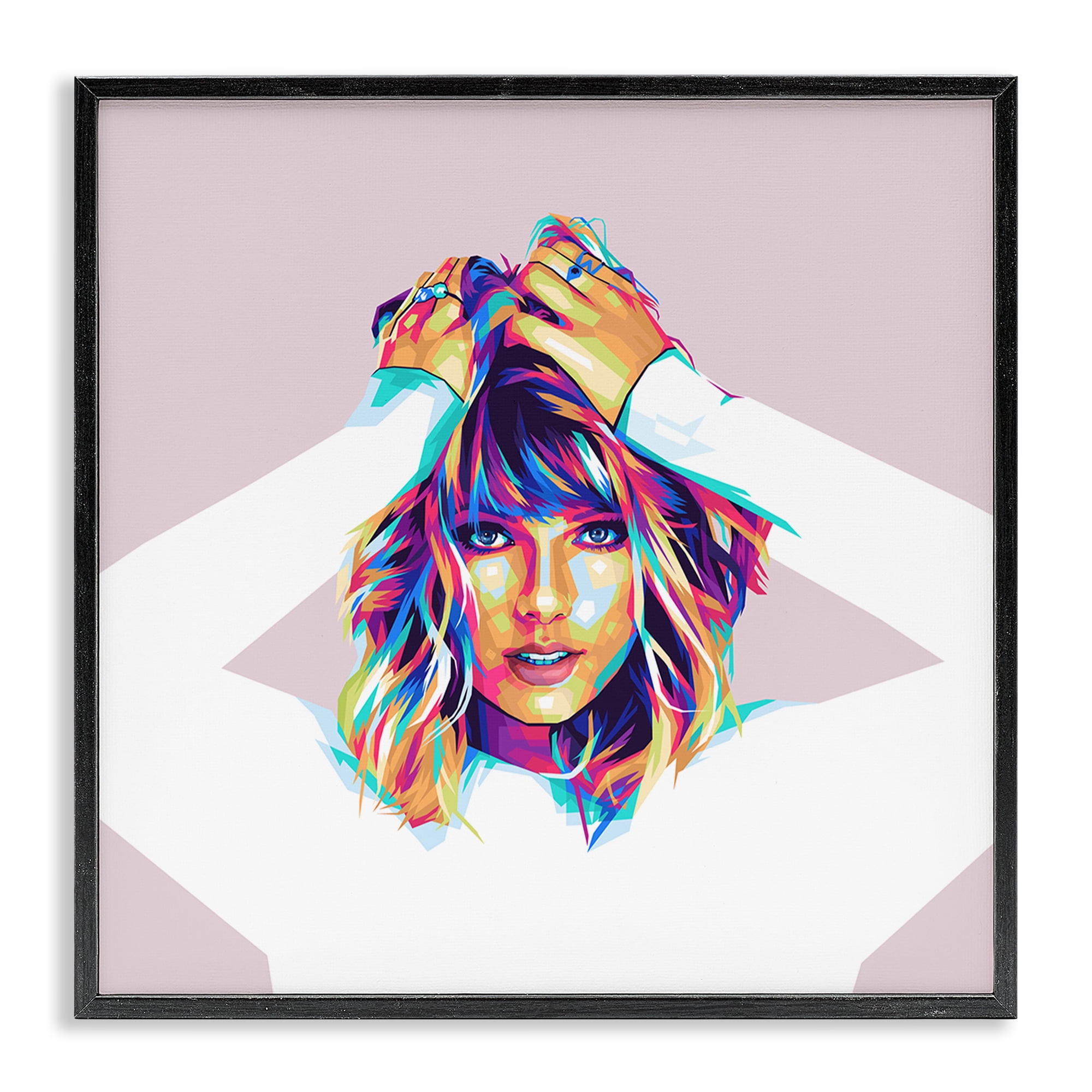 Stupell Industries Rainbow Haired Taylor People Painting Black Framed Art Print Wall Art, 17 x 17