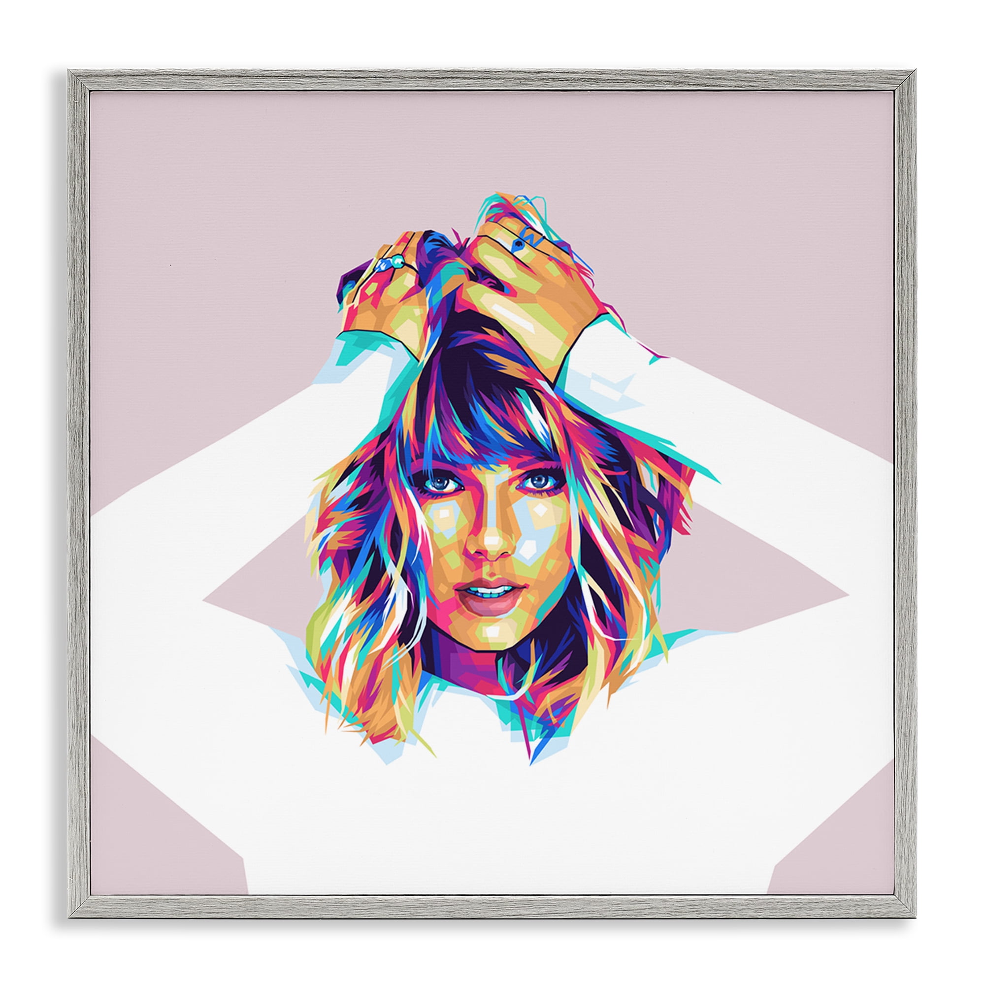 Stupell Industries Rainbow Haired Taylor People Painting Gray Framed Art Print Wall Art, 12 x 12
