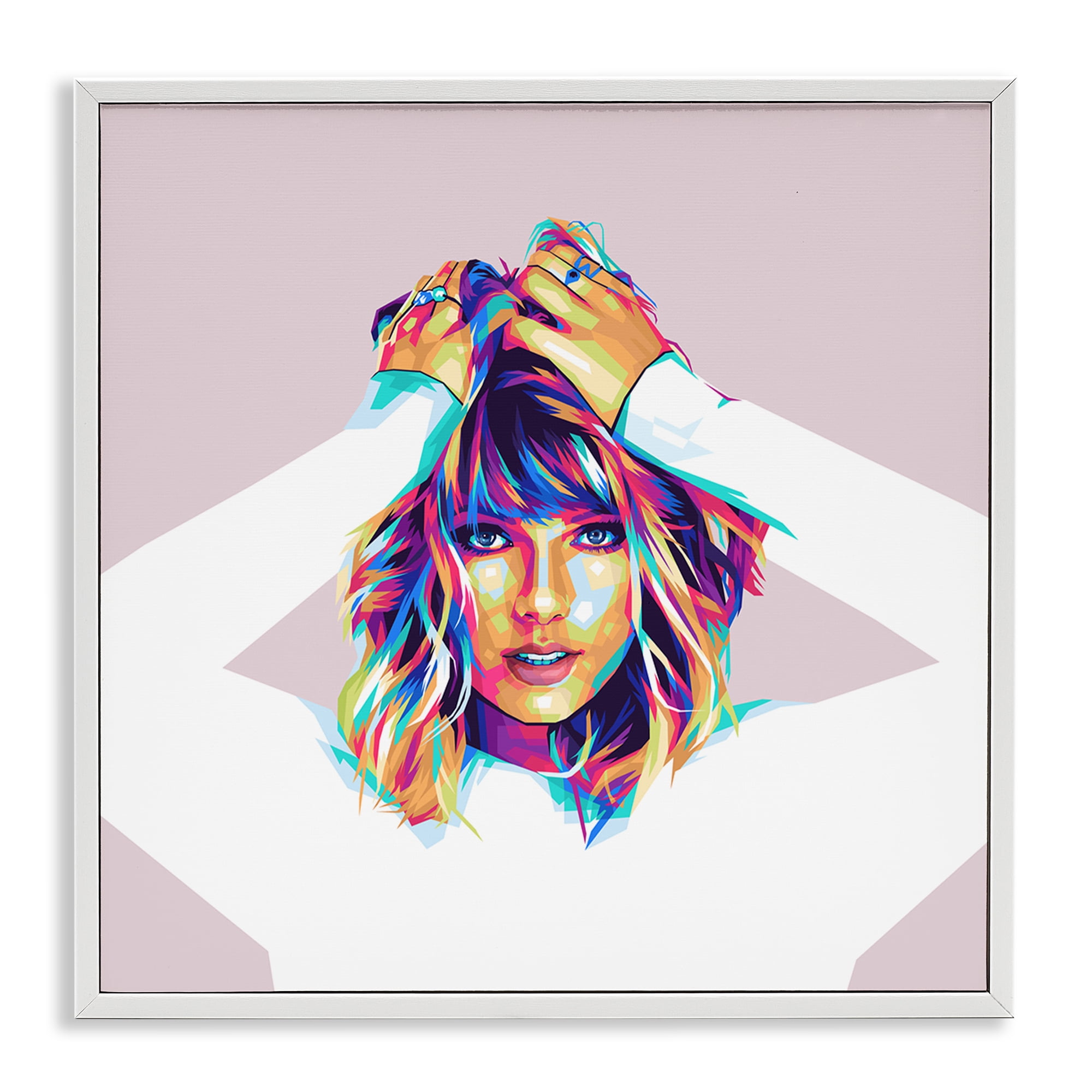 Stupell Industries Rainbow Haired Taylor People Painting White Framed Art Print Wall Art, 12 x 12